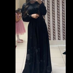 Modest Satin Black Dress